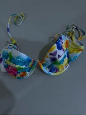 Heavy Manners Multicolor Watercolor Print Bikini Top